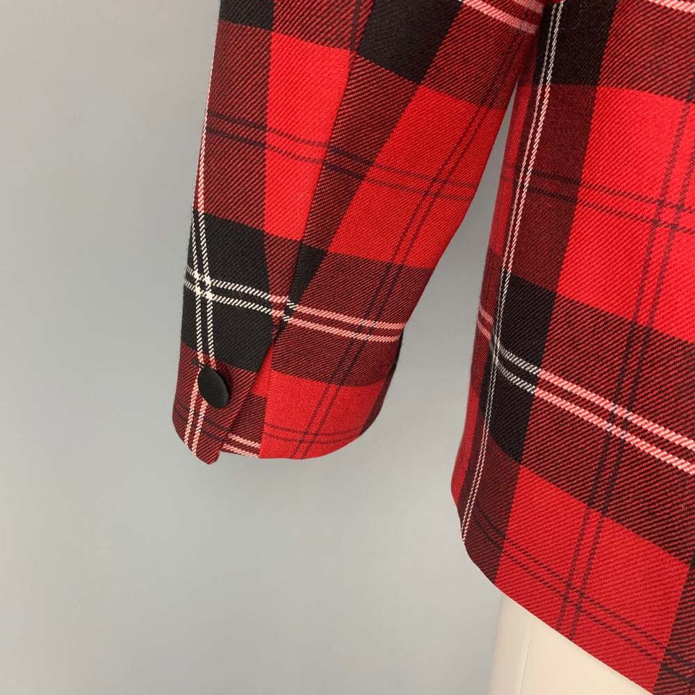 VERSACE Red Black Plaid Wool Tailor Made Executive Sport Coat - Picture 4 of 9